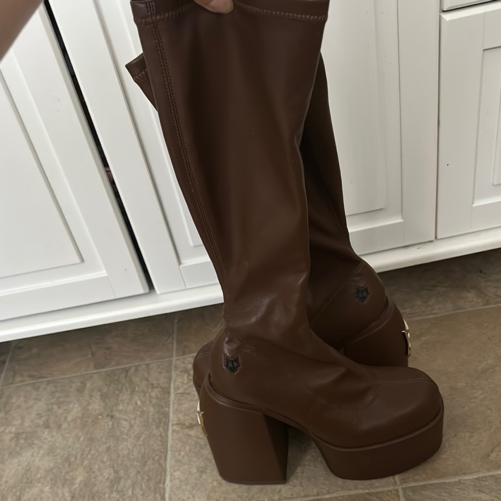 Naked Wolfe Chocolate Heeled Boots